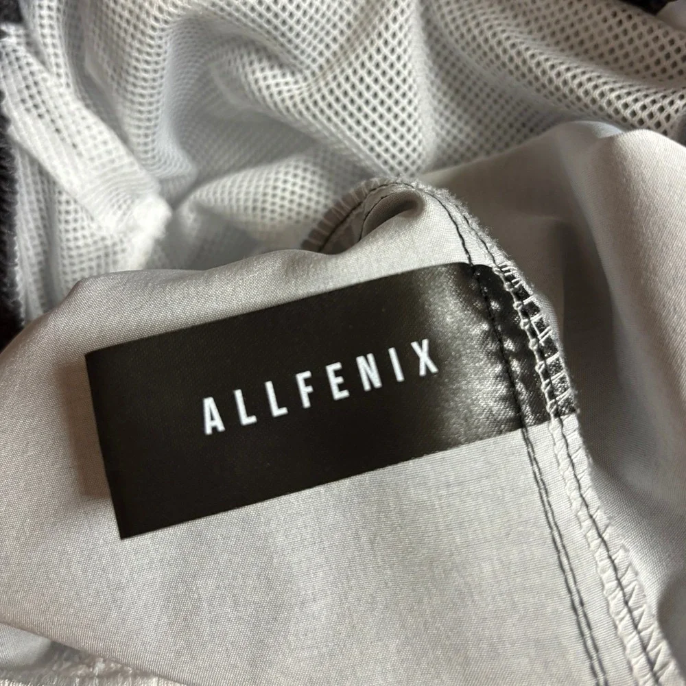 Allfenix Mens Wave Print Swim Trunks Charcoal Grey Mesh Lined Shorts Large